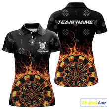 Load image into Gallery viewer, Personalized Flame Darts Polo &amp; Quarter Zip Custom Darts Shirt For Women, Darts Team Jersey TDM5536