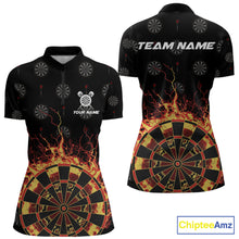 Load image into Gallery viewer, Personalized Flame Darts Polo &amp; Quarter Zip Custom Darts Shirt For Women, Darts Team Jersey TDM5536