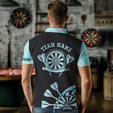 Load image into Gallery viewer, Holographic Blue Darts Tie Dye Polo &amp; Quarter Zip Custom Dart Shirts For Men Glowing Dart Jerseys TDM3623