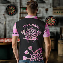 Load image into Gallery viewer, Holographic Pink Darts Tie Dye Polo &amp; Quarter Zip Custom Dart Shirts For Men Glowing Dart Jerseys TDM3624