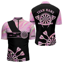 Load image into Gallery viewer, Holographic Pink Darts Tie Dye Polo &amp; Quarter Zip Custom Dart Shirts For Men Glowing Dart Jerseys TDM3624