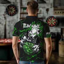 Load image into Gallery viewer, Personalized Wolf Lightning Darts Polo &amp; Quarter Zip Custom Dart Shirts For Men Darts Jersey |Green TDM3773