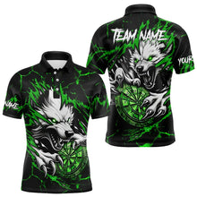 Load image into Gallery viewer, Personalized Wolf Lightning Darts Polo &amp; Quarter Zip Custom Dart Shirts For Men Darts Jersey |Green TDM3773