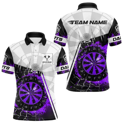 Custom Break Glass Purple Darts Shirt With Pocket Option For Men, Darts Jersey TDM3774
