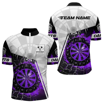 Custom Break Glass Purple Darts Shirt With Pocket Option For Men, Darts Jersey TDM3774