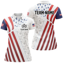 Load image into Gallery viewer, Custom Billiard 8 Ball Pool Player US Flag Women Polo &amp; Quarter-Zip Shirts, Patriotic Billiard Jersey TDM1674