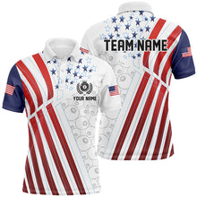 Load image into Gallery viewer, Custom Billiard 8 Ball Pool Player US Flag Men Polo &amp; Quarter-Zip Shirts, Patriotic Billiard Jersey TDM1674