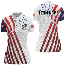 Load image into Gallery viewer, Custom Billiard 8 Ball Pool Player US Flag Women Polo &amp; Quarter-Zip Shirts, Patriotic Billiard Jersey TDM1674
