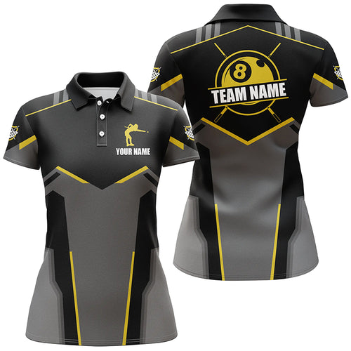 Billiard Jerseys For Women Custom Polo & Quarter-Zip Billiard Shirts, Team Pooler Short Sleeve|Yellow TDM2322