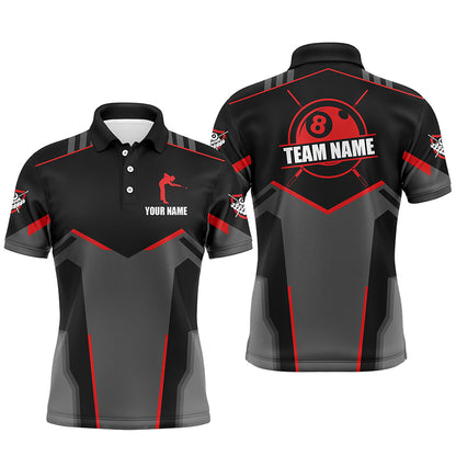 Billiard Jerseys For Men Custom Polo & Quarter-Zip Billiard Shirts, Team Pooler Short Sleeve |Red TDM2323