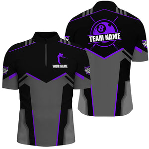 Billiard Jerseys For Men Custom Polo & Quarter-Zip Billiard Shirts, Team Pooler Short Sleeve |Purple TDM2325