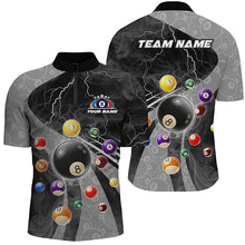 Load image into Gallery viewer, 3D Billiard Balls Pool Shirts For Men Customized Lightning Billiard Jerseys Shorts Sleeve |Grey TDM2327