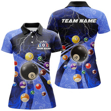 Load image into Gallery viewer, 3D Billiard Balls Pool Shirts For Women Customized Lightning Billiard Jerseys Shorts Sleeve |Blue TDM2329