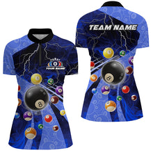 Load image into Gallery viewer, 3D Billiard Balls Pool Shirts For Women Customized Lightning Billiard Jerseys Shorts Sleeve |Blue TDM2329