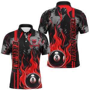 Personalized Flame 8 Ball Billiard Shirts For Men Best Billiard Team Shirts, Pool Jerseys | Red TDM2563