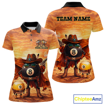 Funny Desert Cowboy 8 Ball & 9 Ball Billiard Pool Shirt For Women Custom Retro Billiard Team Jersey TDM7641