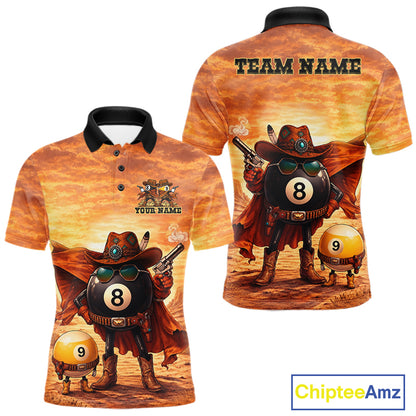Funny Desert Cowboy 8 Ball & 9 Ball Billiard Pool Shirt For Men Custom Retro Billiard Team Jersey TDM7641