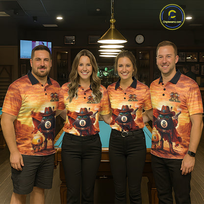 Funny Desert Cowboy 8 Ball & 9 Ball Billiard Pool Shirt For Men Custom Retro Billiard Team Jersey TDM7641