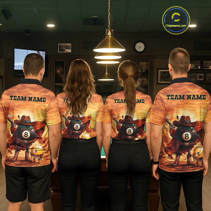 Funny Desert Cowboy 8 Ball & 9 Ball Billiard Pool Shirt For Men Custom Retro Billiard Team Jersey TDM7641