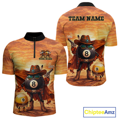 Funny Desert Cowboy 8 Ball & 9 Ball Billiard Pool Shirt For Men Custom Retro Billiard Team Jersey TDM7641