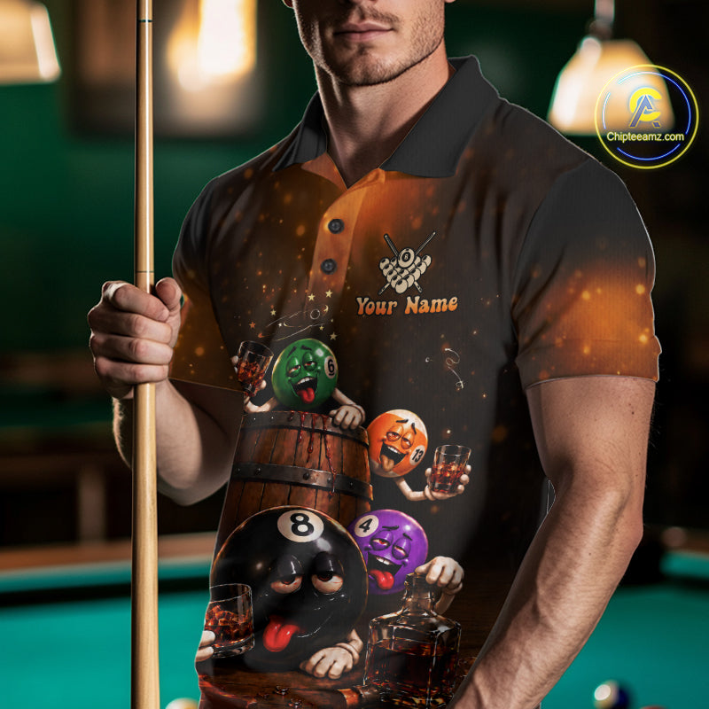 Funny Drunk 8 Ball Pool Bourbon Vintage Billiard Shirts For Men Custom Billiard Team Jersey TDM7646
