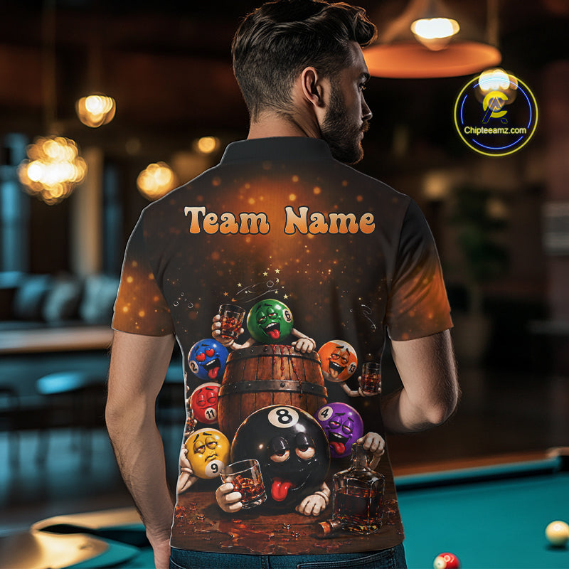 Funny Drunk 8 Ball Pool Bourbon Vintage Billiard Shirts For Men Custom Billiard Team Jersey TDM7646