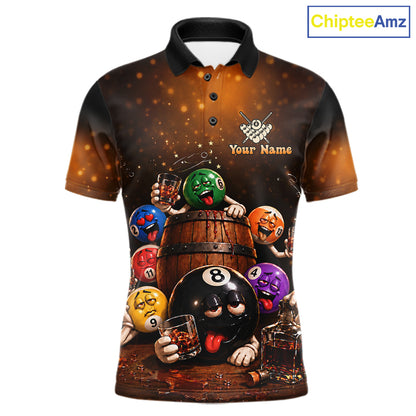 Funny Drunk 8 Ball Pool Bourbon Vintage Billiard Shirts For Men Custom Billiard Team Jersey TDM7646