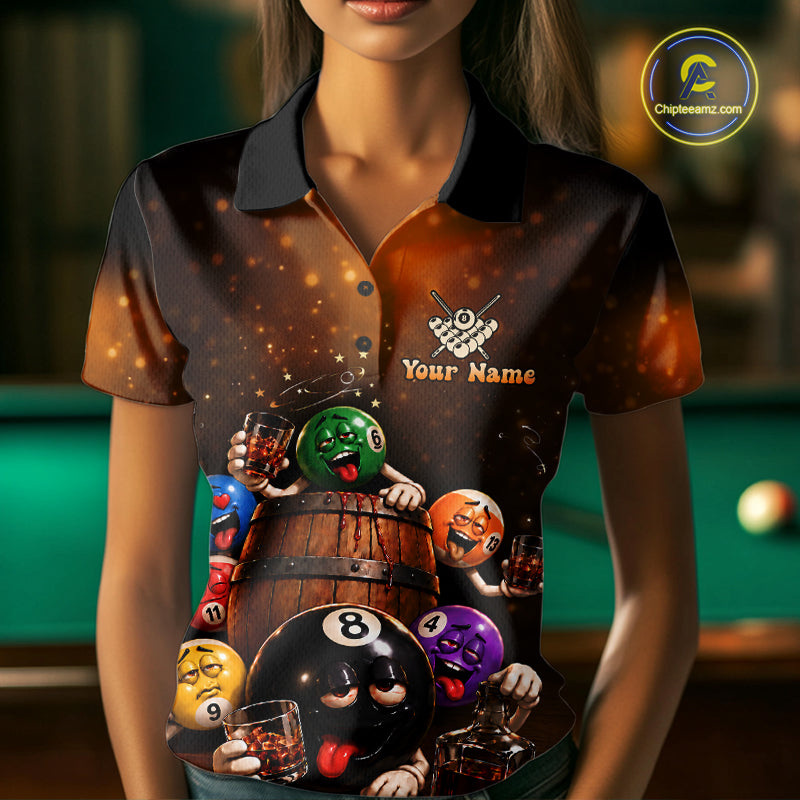 Funny Drunk 8 Ball Pool Bourbon Vintage Billiard Shirts For Women Custom Billiard Team Jersey TDM7646