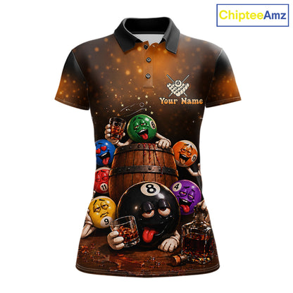 Funny Drunk 8 Ball Pool Bourbon Vintage Billiard Shirts For Women Custom Billiard Team Jersey TDM7646