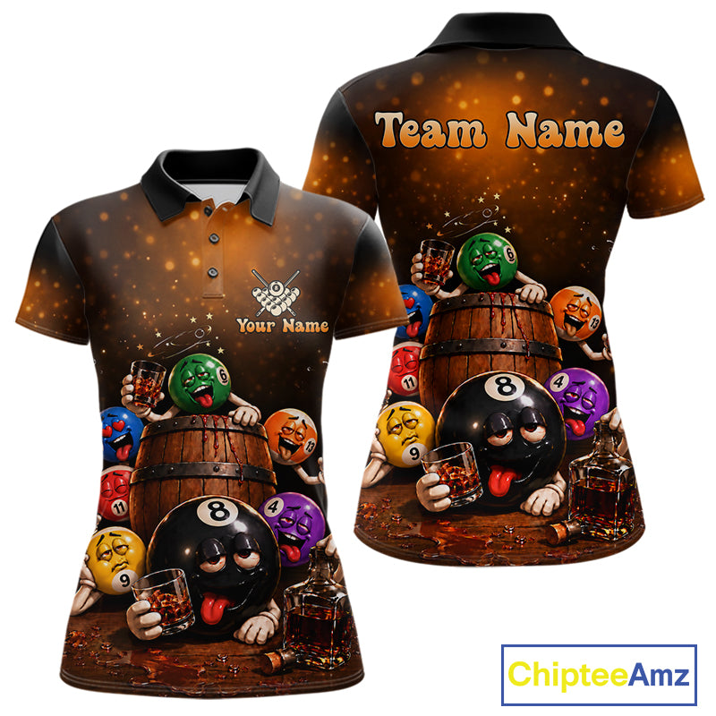 Funny Drunk 8 Ball Pool Bourbon Vintage Billiard Shirts For Women Custom Billiard Team Jersey TDM7646