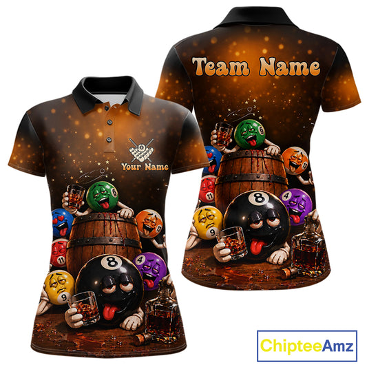 Funny Drunk 8 Ball Pool Bourbon Vintage Billiard Shirts For Women Custom Billiard Team Jersey TDM7646