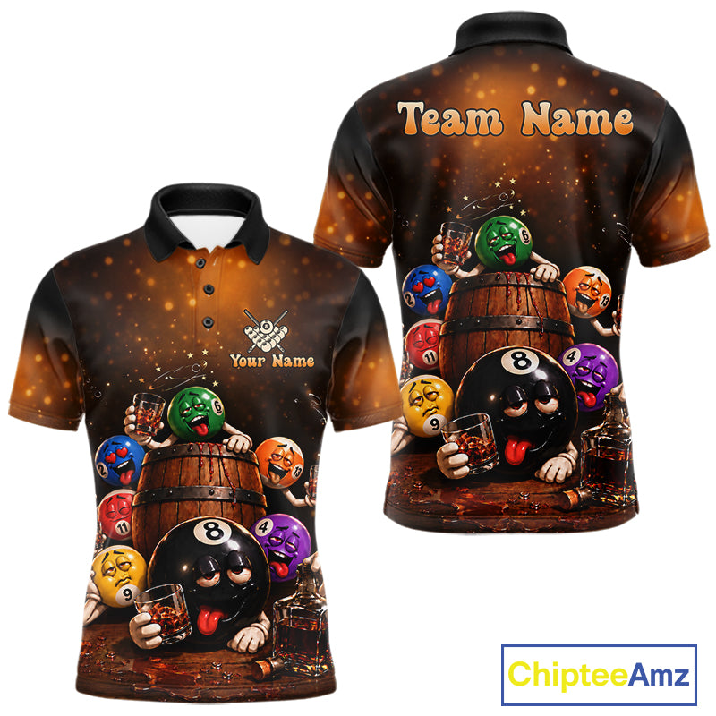 Funny Drunk 8 Ball Pool Bourbon Vintage Billiard Shirts For Men Custom Billiard Team Jersey TDM7646