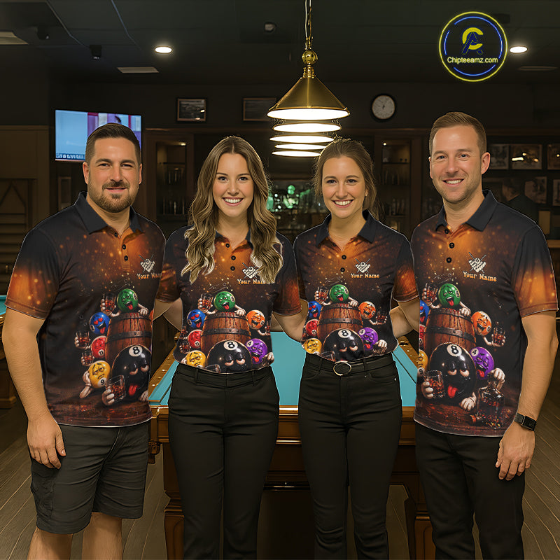Funny Drunk 8 Ball Pool Bourbon Vintage Billiard Shirts For Men Custom Billiard Team Jersey TDM7646