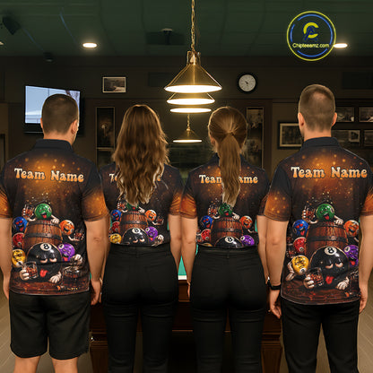 Funny Drunk 8 Ball Pool Bourbon Vintage Billiard Shirts For Men Custom Billiard Team Jersey TDM7646