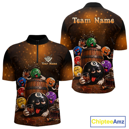 Funny Drunk 8 Ball Pool Bourbon Vintage Billiard Shirts For Men Custom Billiard Team Jersey TDM7646