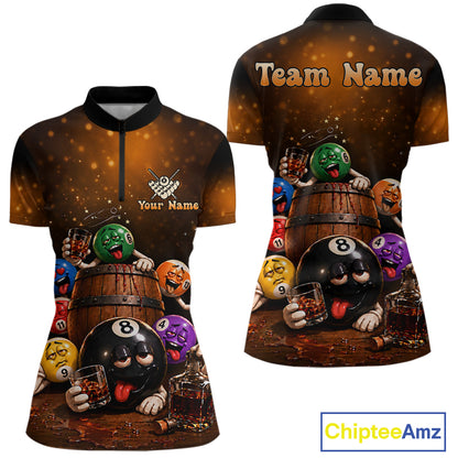 Funny Drunk 8 Ball Pool Bourbon Vintage Billiard Shirts For Women Custom Billiard Team Jersey TDM7646
