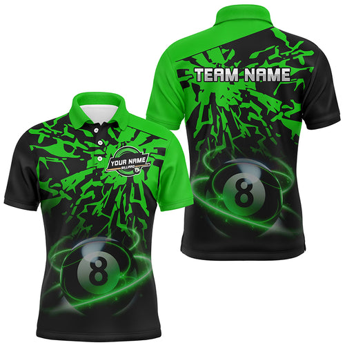 Personalized Green Billiard Ball 8 Thunder Pool Shirts For Men Custom Billiard Jersey Short Sleeve TDM2818