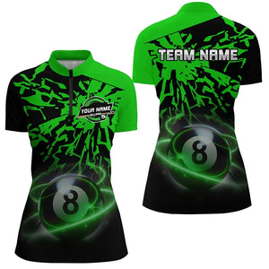 Personalized Green Billiard Ball 8 Thunder Pool Shirts For Women Custom Billiard Jersey Short Sleeve TDM2818