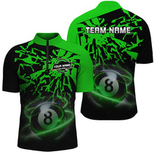 Load image into Gallery viewer, Personalized Green Billiard Ball 8 Thunder Pool Shirts For Men Custom Billiard Jersey Short Sleeve TDM2818