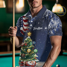 Load image into Gallery viewer, Funny Santa Christmas Billiard Shirts For Men Custom US Flag Xmas Pine Tree Pool Team Shirt TDM5289
