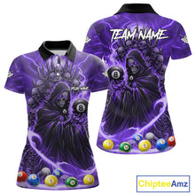 Load image into Gallery viewer, Purple Grim Reaper Lightning Billiard Shirt For Women Custom 8 Ball Pool Jersey Team Polo &amp; 1/4 Zip TDM5293