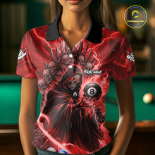 Load image into Gallery viewer, Red Grim Reaper Lightning Billiard Shirt For Women Custom 8 Ball Pool Jersey Team Polo &amp; 1/4 Zip TDM5294