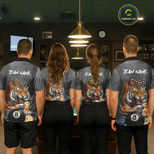 Load image into Gallery viewer, Funny Tiger 8 Ball, 9 Ball &amp; 10 Ball Billiard Shirt For Men Custom Pool Team Jersey | Grey TDM5540