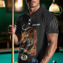 Load image into Gallery viewer, Funny Tiger 8 Ball, 9 Ball &amp; 10 Ball US Flag Billiard Shirt For Men Custom Pool Team Jersey TDM5541