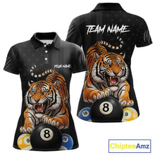 Load image into Gallery viewer, Funny Tiger 8 Ball, 9 Ball &amp; 10 Ball US Flag Billiard Shirt For Women Custom Pool Team Jersey TDM5541