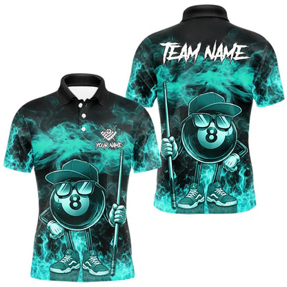 tdm men Turquoise Funny 8 Ball Pool Flame Smoke Billiard Shirt For Men Custom Billiard Team Jersey  TDM5547