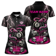 Load image into Gallery viewer, Pink And Black Thunder Lightning Skull Snake Billiard Shirts For Women Custom 8 Ball Billiard Jerseys TDM3627