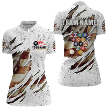 Load image into Gallery viewer, Billiard Ball Retro US Flag White Grunge Billiard Shirt For Women Custom 8 Ball Pool Billiard Jersey TDM3636