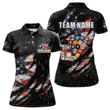 Load image into Gallery viewer, Billiard Balls US Flag Black Grunge Billiard Shirts For Women Custom 8 Ball Pool Billiard Jerseys TDM3638