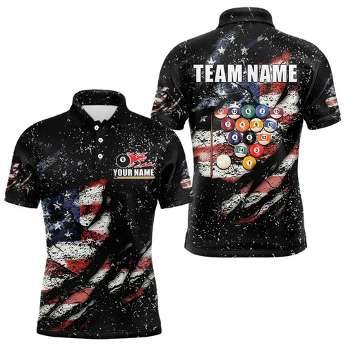 Billiard Balls US Flag Black Grunge Billiard Shirts For Men Custom 8 Ball Pool Billiard Jerseys TDM3638